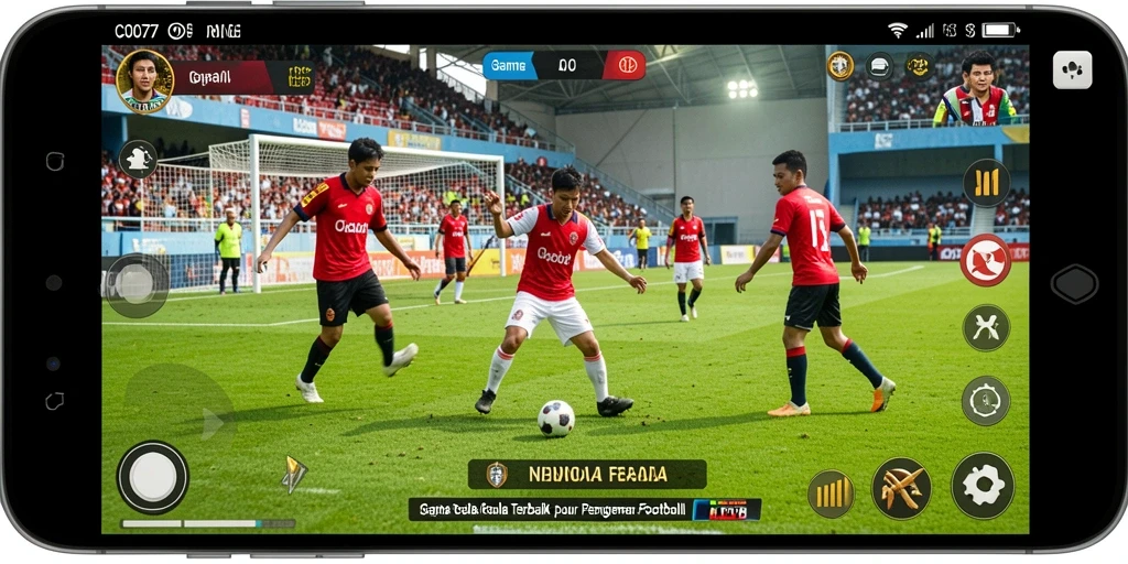 Tampilan utama gameplay C0077 dengan aksi sepak bola yang menegangkan.