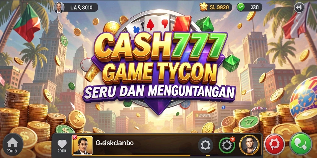 Tangkapan layar utama dari gameplay <strong>CASH777</strong> yang menunjukkan manajemen bisnis yang seru.
