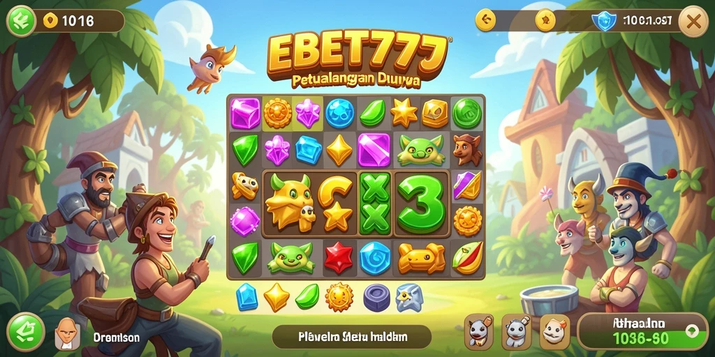 Tangkapan layar permainan EBET777 yang menunjukkan gameplay Match-3 yang mengasyikkan.