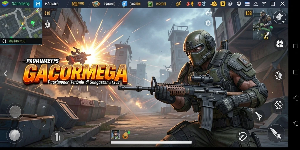 Tangkapan layar utama menampilkan aksion cepat dalam gameplay FPS GACORMEGA.
