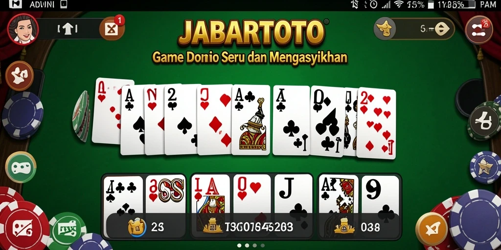 Screenshot JABARTOTO menampilkan gameplay domino yang seru dan interaktif.