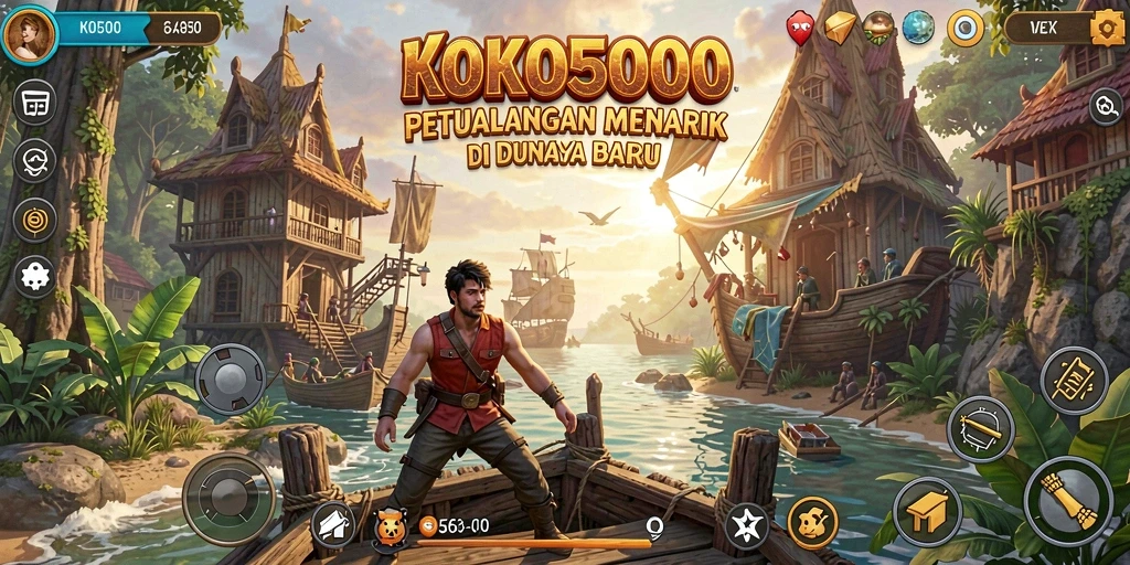 Screenshot utama KOKO5000 menunjukkan gameplay petualangan yang seru dan menantang.