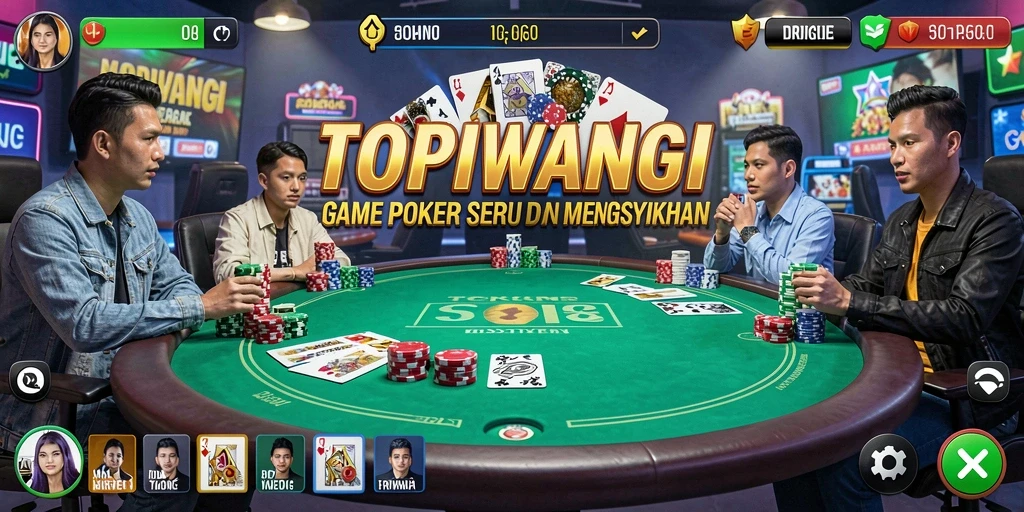 Tampilan menarik dari gameplay Poker di TOPIWANGI.