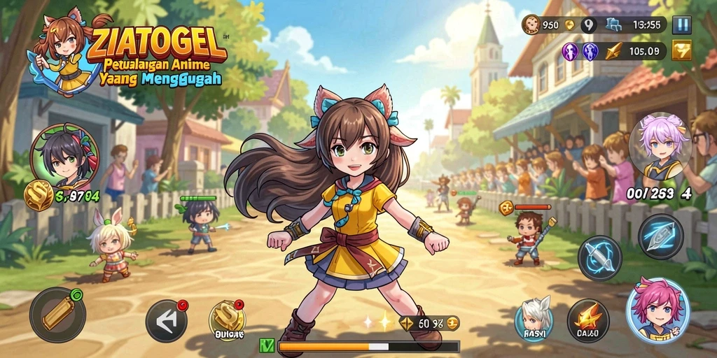 Tampilan gameplay ZIATOGEL yang penuh aksi dan drama Anime.